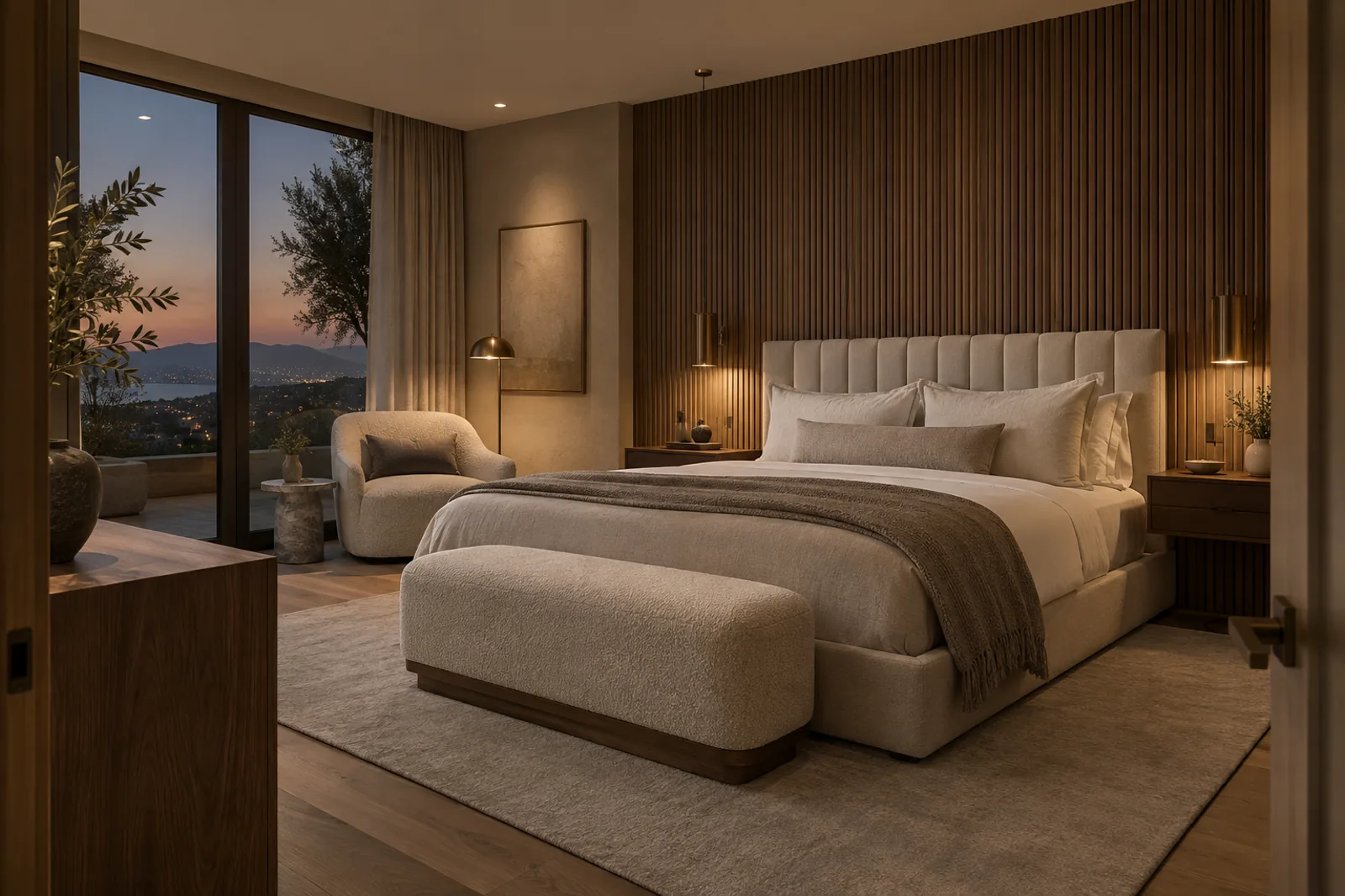 Dormitorio Suite Sosiego con panel de madera
